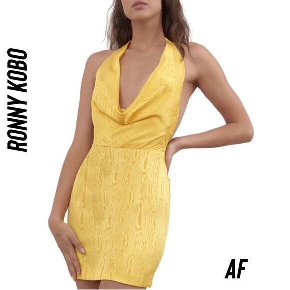 RONNY KOBO FOR FREE PEOPLE MARISSA MINI DRESS IN LEMON NWT MEDIUM - Picture 5 of 15